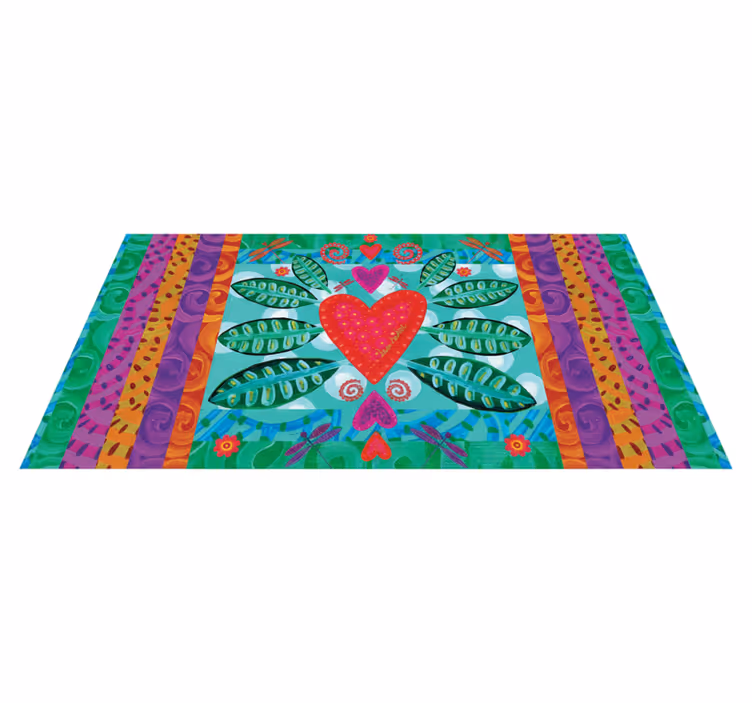 Living room rug in colorful red heart design - TenStickers