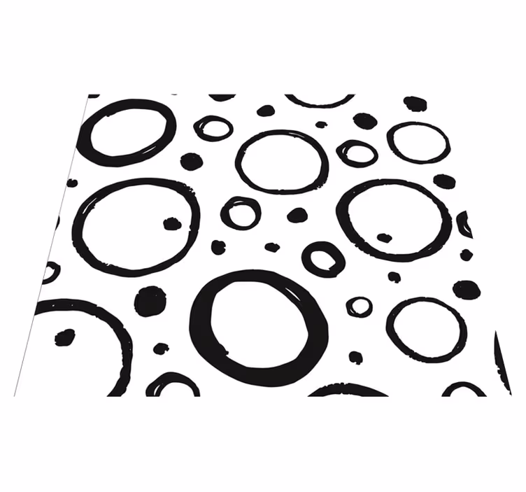 Geometric rug with circular black and white design - TenStickers