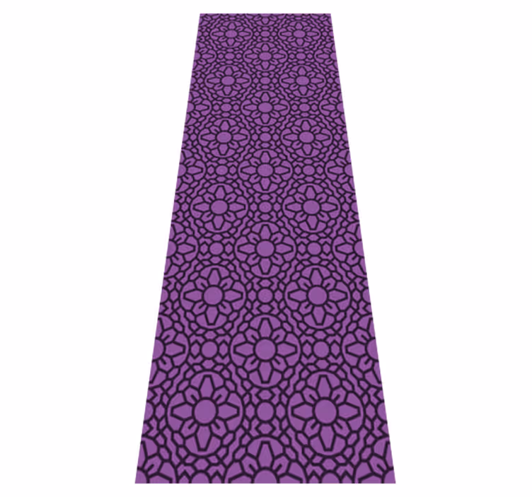 Geometric rug with purple circular flowers - TenStickers