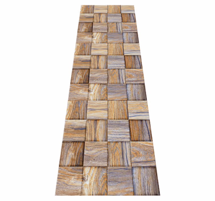 Geometric rug 80's wood look mosaic design - TenStickers