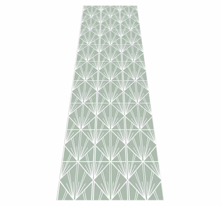 Geometric rug in modern green and white pattern - TenStickers