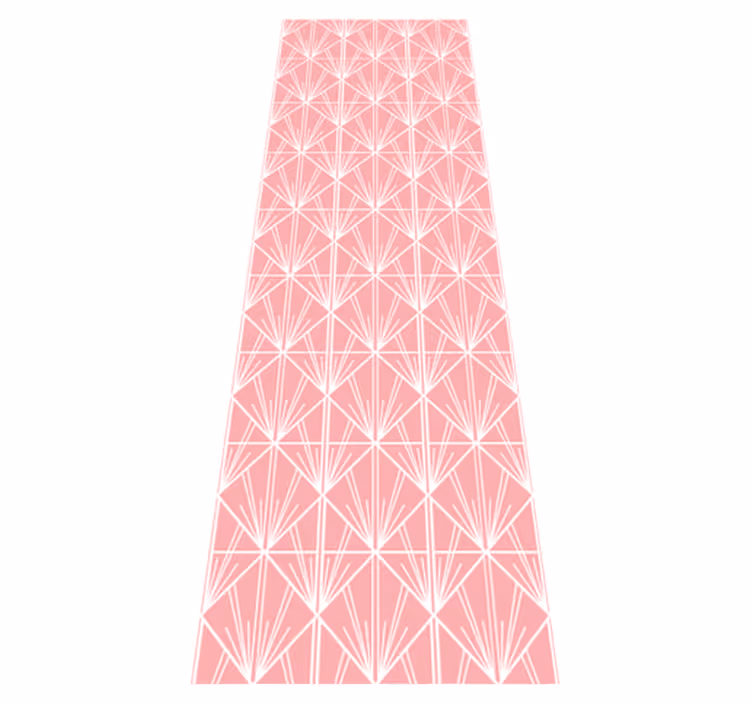 Geometric rug in modern art pink and white pattern - TenStickers