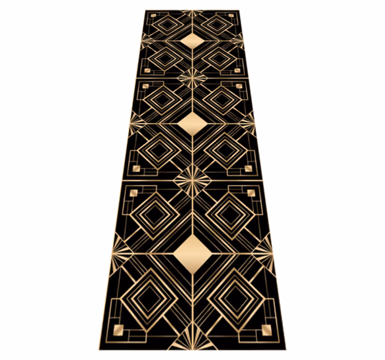 Geometric rug in modern black and gold design - TenStickers