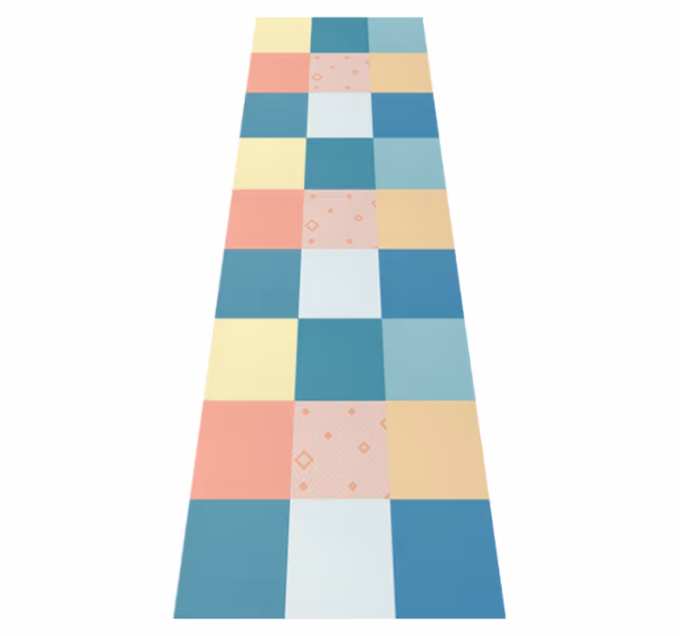 Geometric rug with colorful retro patchwork pattern - TenStickers