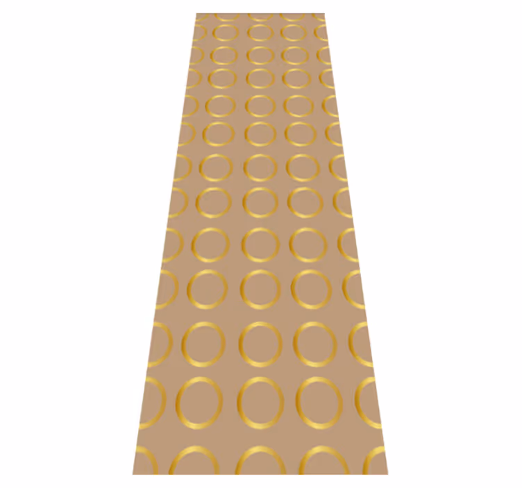 Geometric rug with golden circle patterns - TenStickers