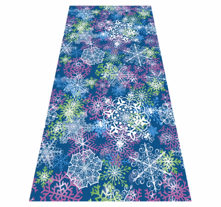 Christmas rug with glowing snowflakes on blue - TenStickers