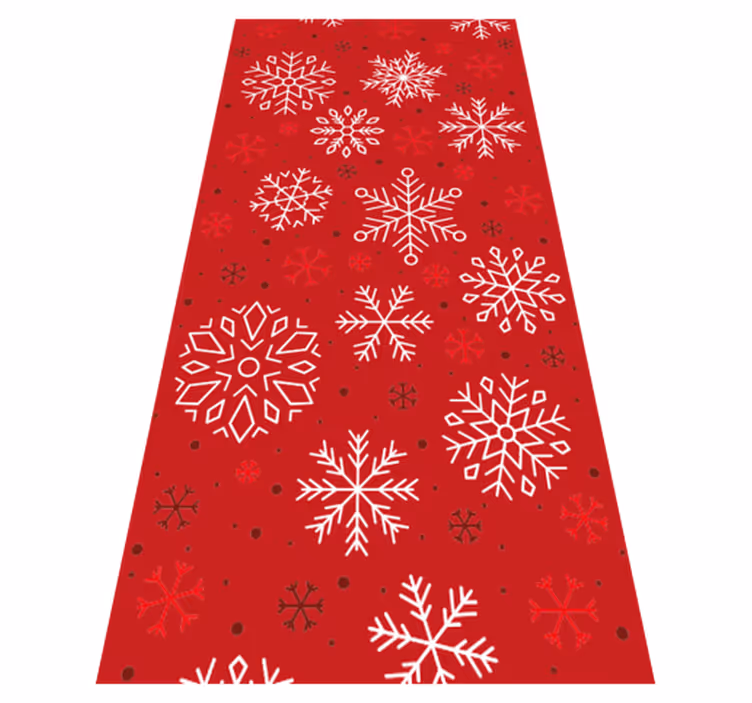 Christmas rug with snowflakes on red background - TenStickers