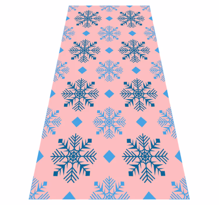 Christmas rug with pink and blue snowflakes pattern - TenStickers