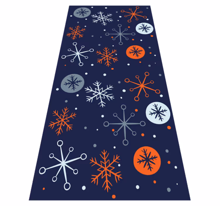 Christmas rug with blue and orange snowflakes - TenStickers
