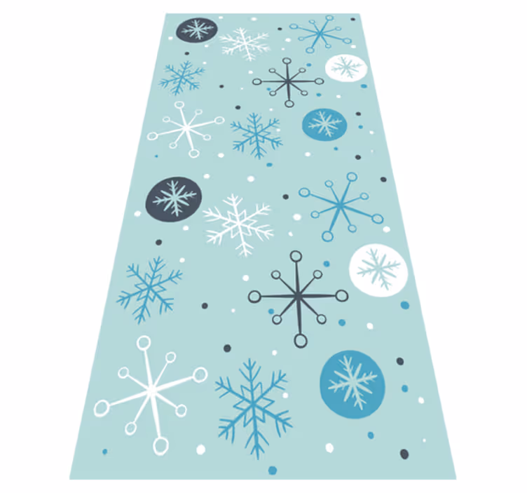 Christmas rug with decorative blue and white snowflakes - TenStickers