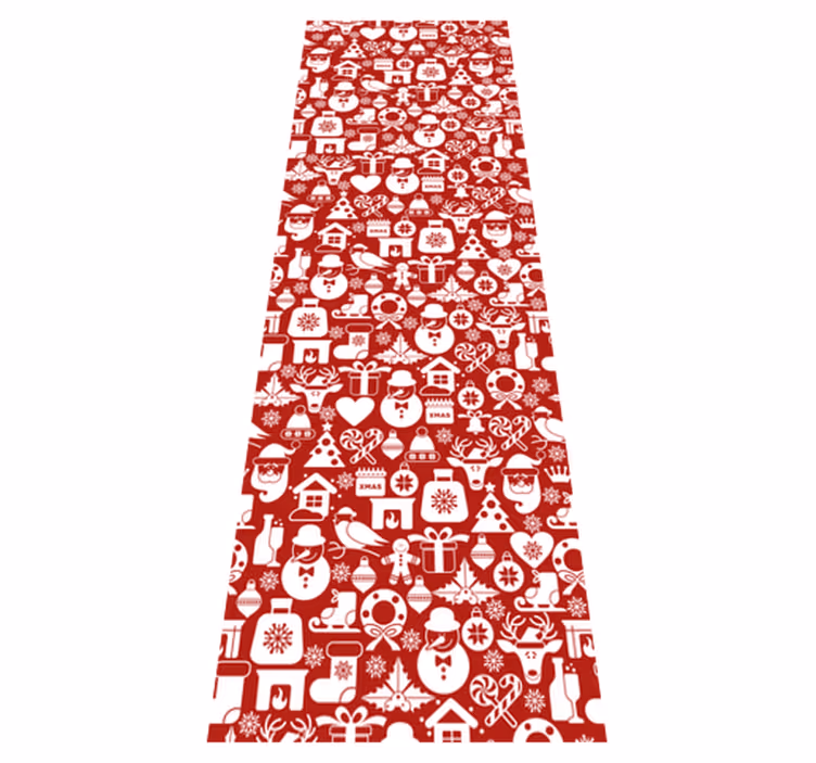 Christmas rug with red background and christmas icons - TenStickers