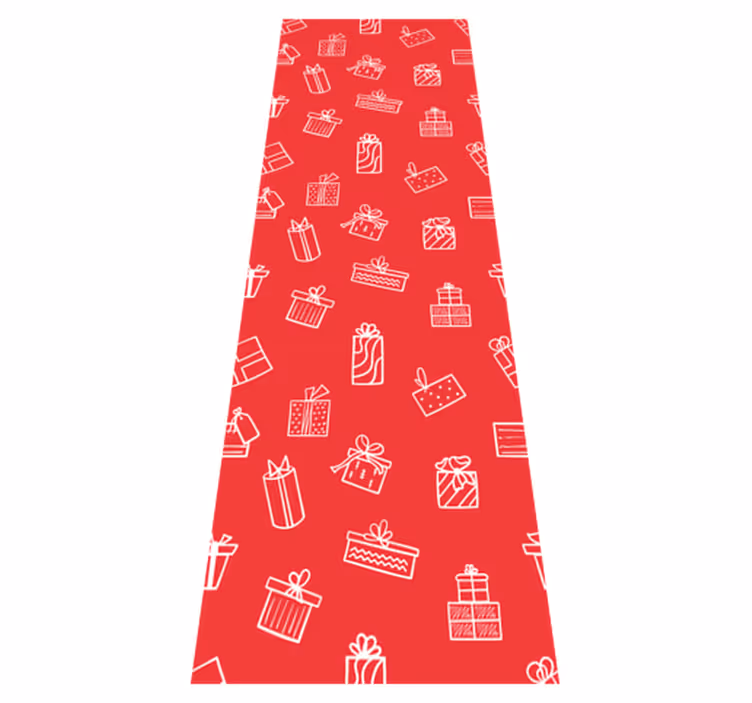Christmas rug with white gifts on red background - TenStickers