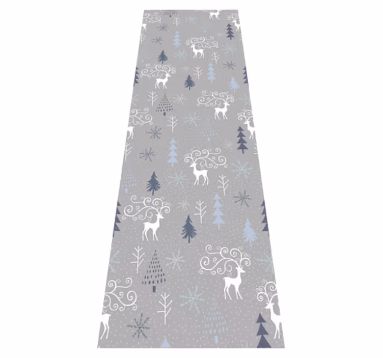 Christmas rug with white reindeers and trees pattern - TenStickers