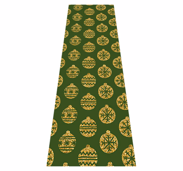 Christmas rug with golden charms on green background - TenStickers