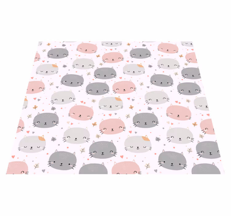 Bedroom carpet with cute grey and pink kittens - TenStickers