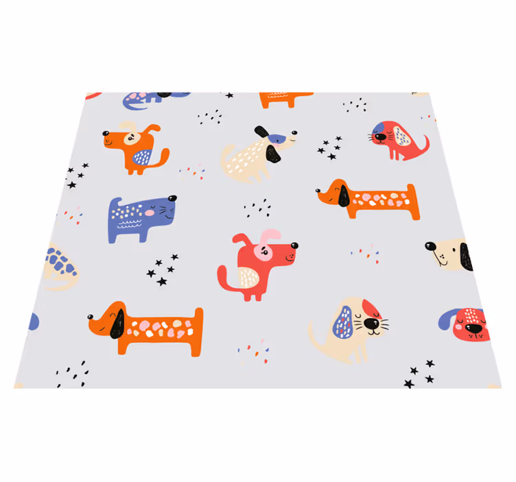 Bedroom carpet with illustrated dogs design - TenStickers
