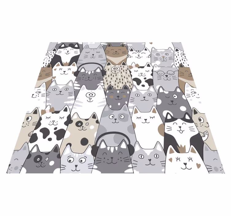 Bedroom carpet with cartoon cats design - TenStickers