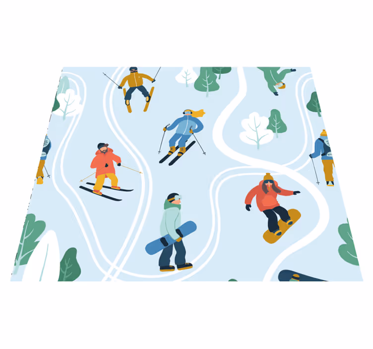 Bedroom carpet with blue skiing design - TenStickers