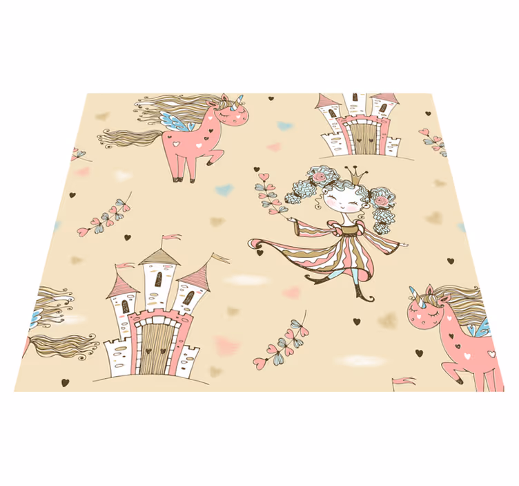 Unicorn castle and princess bedroom carpet - TenStickers