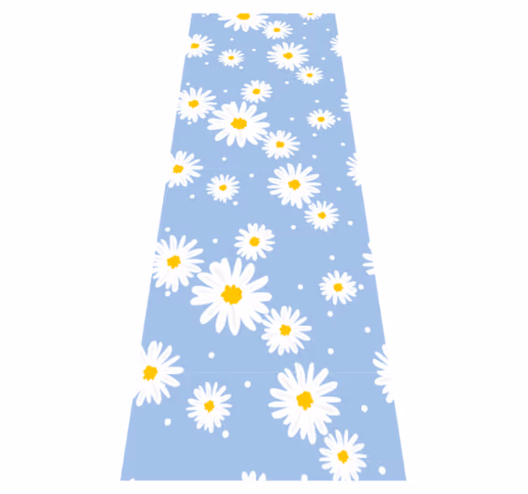 Bedroom carpet with white flowers on blue background - TenStickers