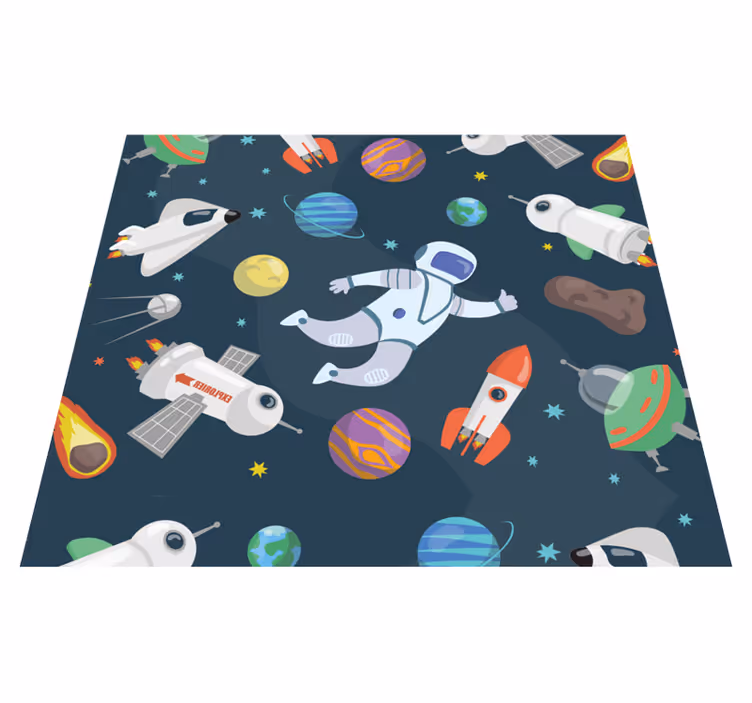 Bedroom carpet featuring spaceship designs - TenStickers