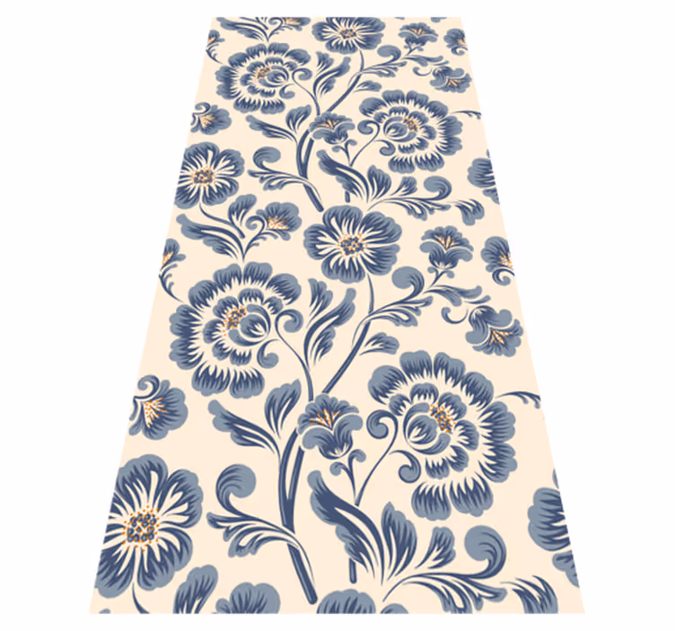Floral blue vintage style bedroom carpet - TenStickers
