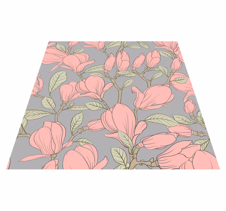 Bedroom carpet with pink flowers and leaves - TenStickers