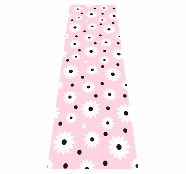 Bedroom carpet with pink black dots flower pattern - TenStickers