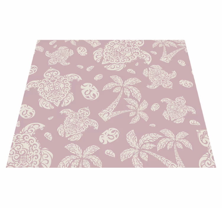 Bedroom carpet with hawaiian turtle and palm pattern - TenStickers