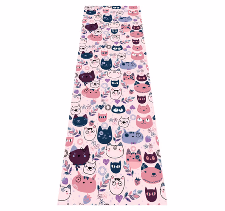 Bedroom carpet with pink cat fashion pattern - TenStickers