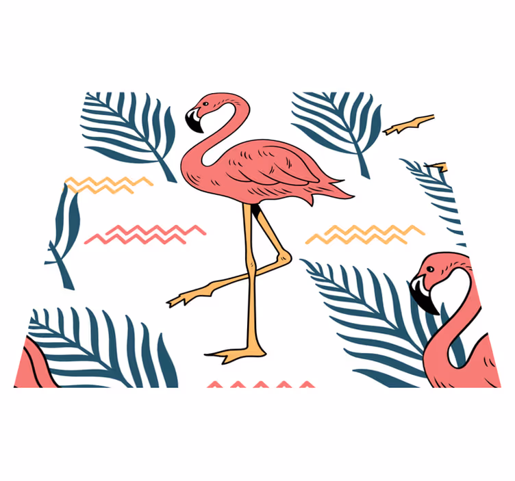 Tropical leaves with flamingos bedroom carpet - TenStickers