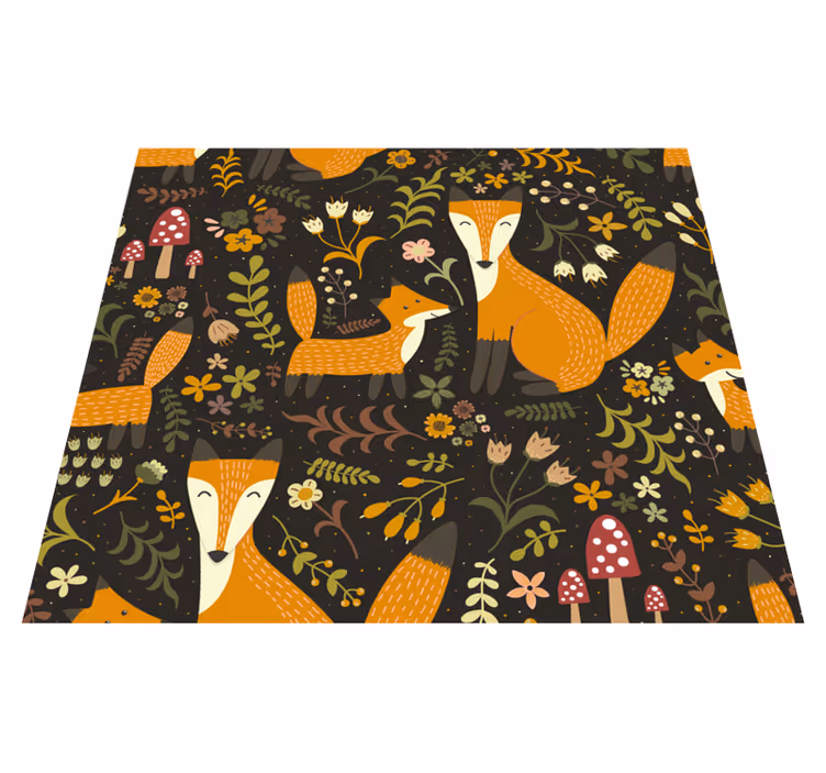 Kids rug featuring adorable foxes - TenStickers
