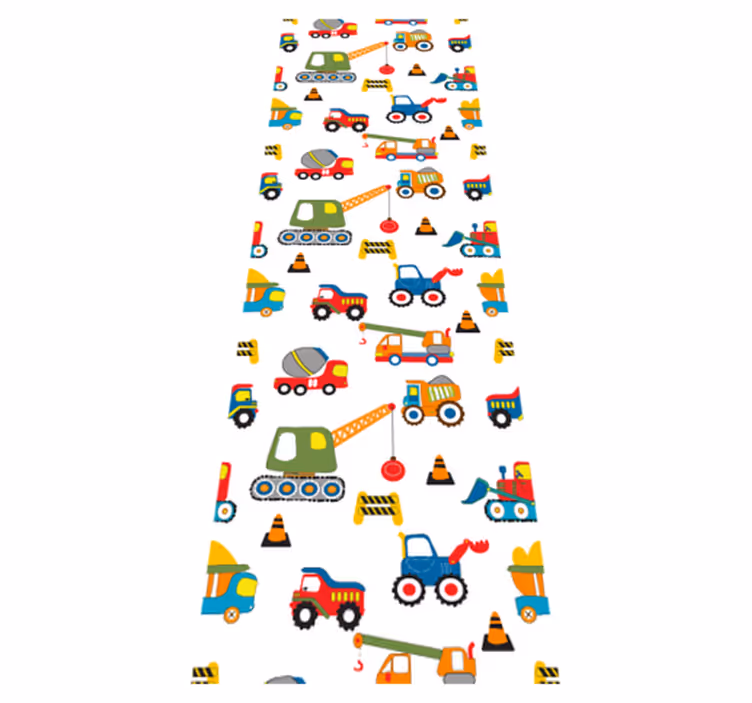 Bedroom carpet with cute diggers at work - TenStickers