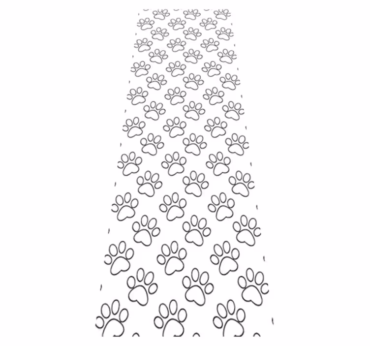 Bedroom carpet with black and white cat paw prints - TenStickers