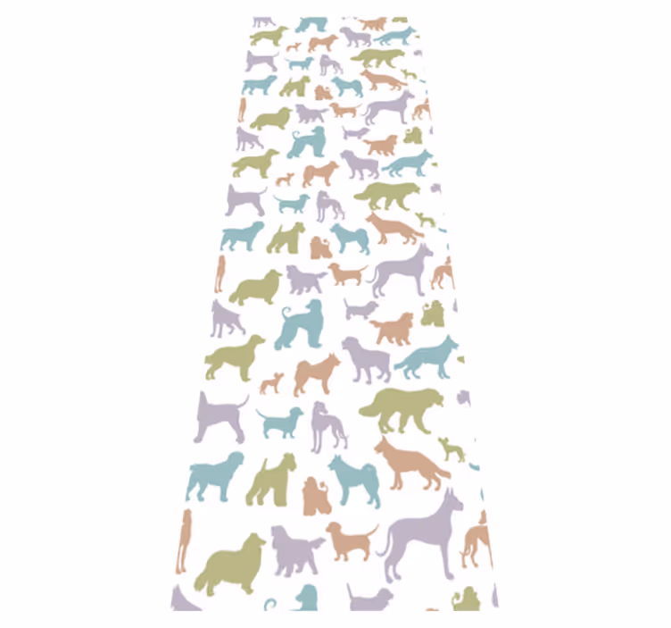 Bedroom carpet with pastel-colored dog silhouettes - TenStickers