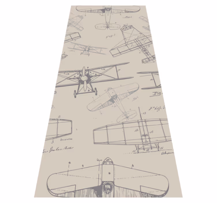 Vintage planes pattern bedroom carpet - TenStickers