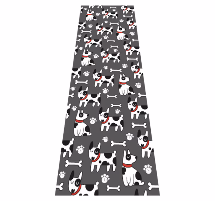Bedroom carpet featuring a fantastic black and white dog - TenStickers