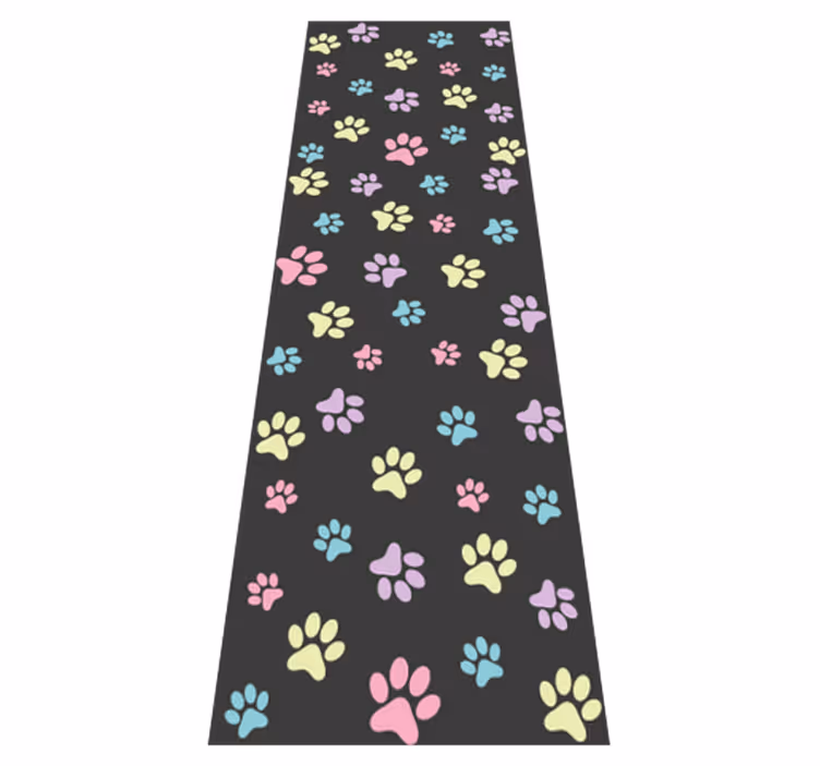 Bedroom carpet with vibrant dog paw prints - TenStickers