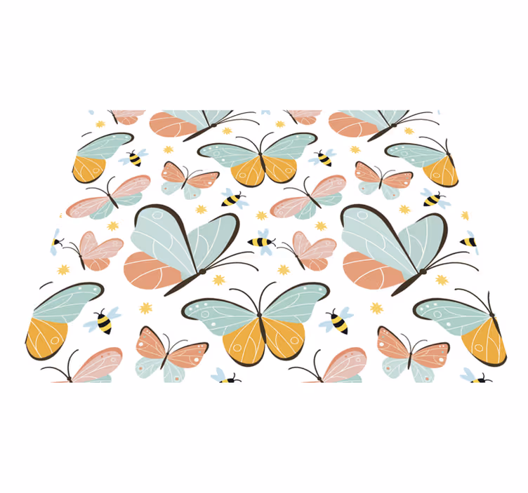 Bedroom carpet with butterflies and bees design - TenStickers