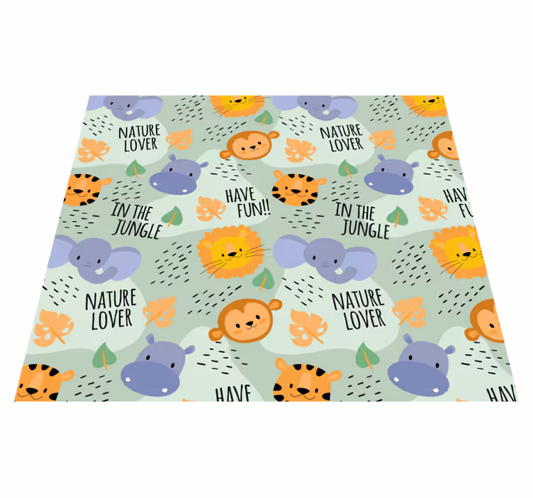 Kids rug with green jungle animals design - TenStickers