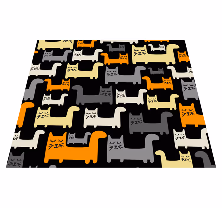 Bedroom carpet colorful geometric cats - TenStickers