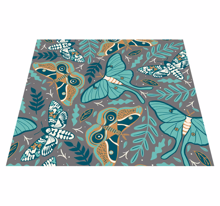 Bedroom carpet with green and blue butterflies - TenStickers