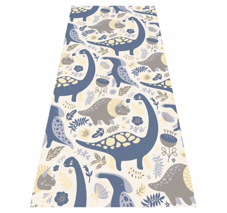Bedroom carpet featuring blue dinosaurs in nordic style - TenStickers