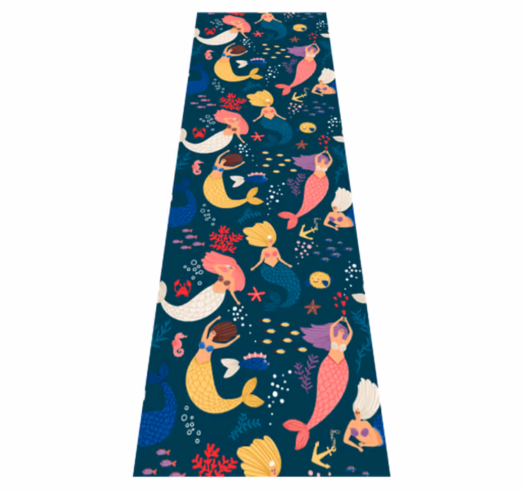 Bedroom carpet in dark blue mermaid pattern - TenStickers