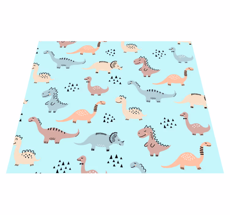 Bedroom carpet with blue background and colorful dinosaurs - TenStickers
