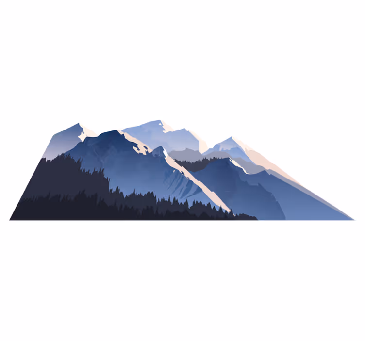 Nature rug in grey forest, mountains, and sun - TenStickers
