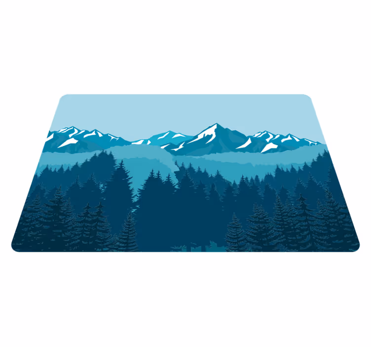 Nature rug in vibrant blue and green landscape - TenStickers