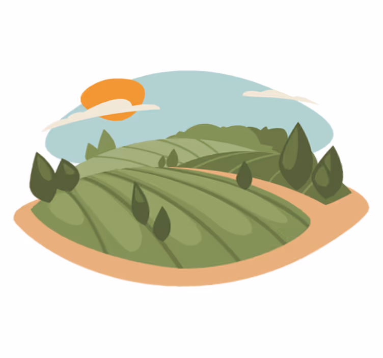 Nature rug with fields illustration - TenStickers