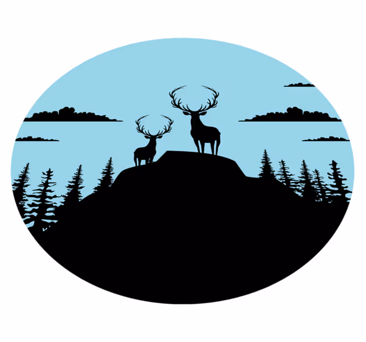 Nature rug mountain with deer design - TenStickers