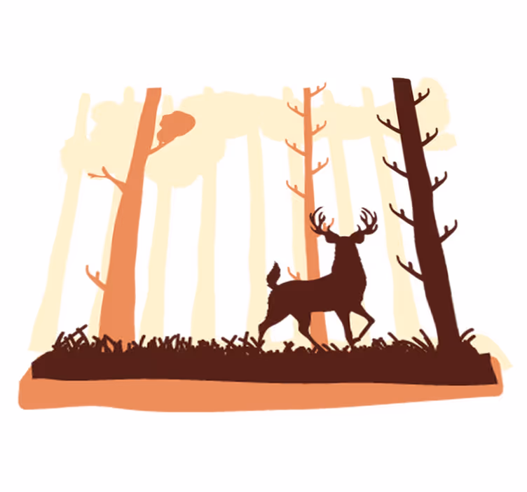 Nature rug featuring a brown forest and deer - TenStickers